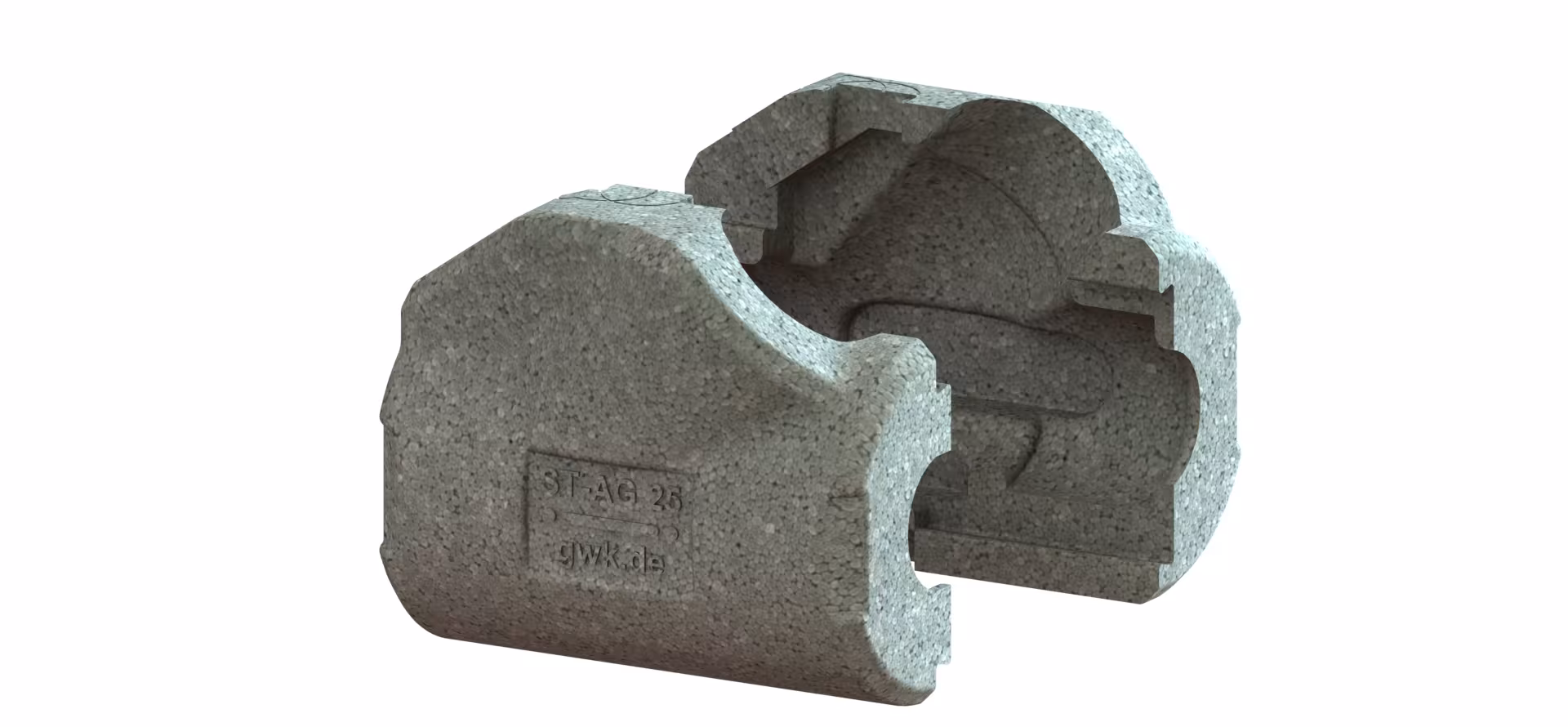 Raccordo guscio isolante in scatola EPP serie ST-AG grigio argento per valvola di bilanciamento con filettatura esterna della ditta GWK Kuhlmann Cassetta GWK in EPP serie ST-AG grigio argento per valvola di bilanciamento con filetto maschio, raccordo isolante