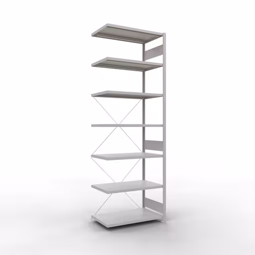 Rayonnage supplémentaire, étagère, système enfichable MULTIplus330, 3000 x 1000 x 600 mm (HxLxP), 7 étagères, traverse, RAL 7035 gris clair de Schulte Lagertechnik Étagère supplémentaire, étagère, système enfichable MULTIplus330, 3000 x 1000 x 600 mm (HxLxP), 7 étagères, traverse, RAL 7035 gris clair, étagère supplémentaire, réf. 33867