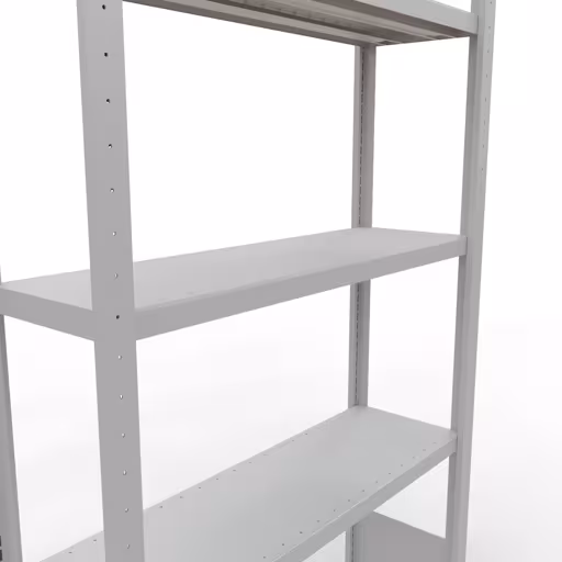 Scaffale base, scaffale, sistema a innesto MULTIplus330, 2000 x 1000 x 300 mm (AxLxP), 5 ripiani, barre longitudinali, RAL 7035 grigio chiaro della marca Schulte Lagertechnik della gamma sistemi a innesto
