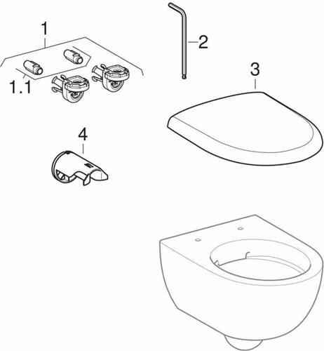 Geberit Renova Compact, WC suspendu, chasse d'eau basse saillie 49cm, Rimfree, blanc