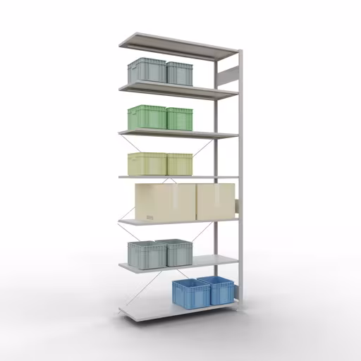 Sistema a innesto scaffale aggiuntivo 3000x1300x500 mm, tipo 150 kg, grigio chiaro della categoria scaffale aggiuntivo con GTIN 4004514293145 Ripiano aggiuntivo con sistema a innesto 3000x1300x500 mm, tipo 150 kg, grigio chiaro della marca Schulte Lagertechnik dalla gamma di prodotti Sistema a innesto