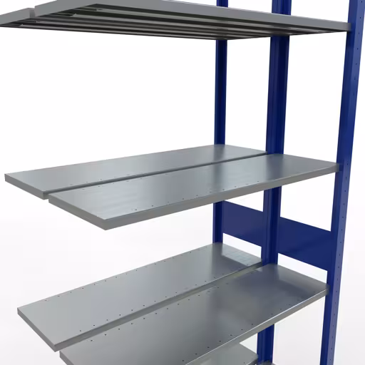 Rayonnage supplémentaire, rayonnage double, système d'étagères MULTIplus150, 3000 x 1000 x (2x300) mm (HxLxP), 2x7 tablettes, barres de longueur, RAL 5010 bleu gentiane avec le GTIN 4058255012626 Rayonnage supplémentaire, rayonnage double, système d'étagères MULTIplus150, 3000 x 1000 x (2x300) mm, 2x7 étagères, RAL 5010 bleu gentiane de Schulte Lagertechnik avec le numéro d'article : 33137-B