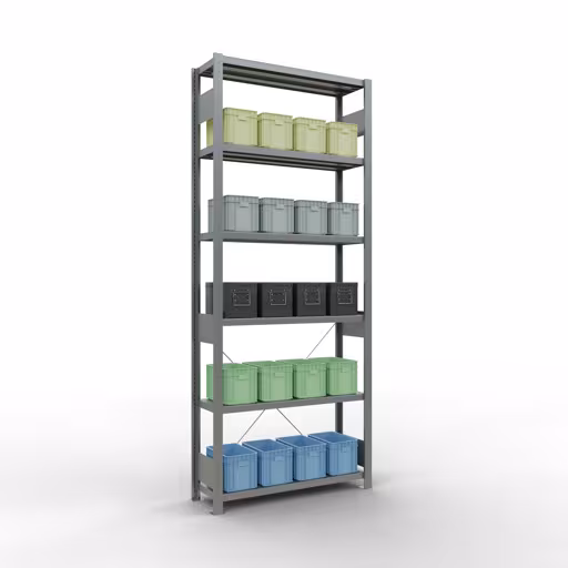 Étagère de base, étagère, système enfichable MULTIplus250, 2500 x 1000 x 300 mm, 6 étagères, galvanisée de la marque Schulte Lagertechnik de la gamme de produits du système enfichable