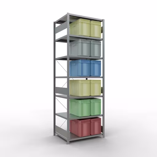Scaffale base, scaffale, sistema a innesto MULTIplus250, 3000 x 1000 x 800 mm (AxLxP), 7 ripiani, traversa, zincato della marca Schulte Lagertechnik della gamma dei sistemi a innesto