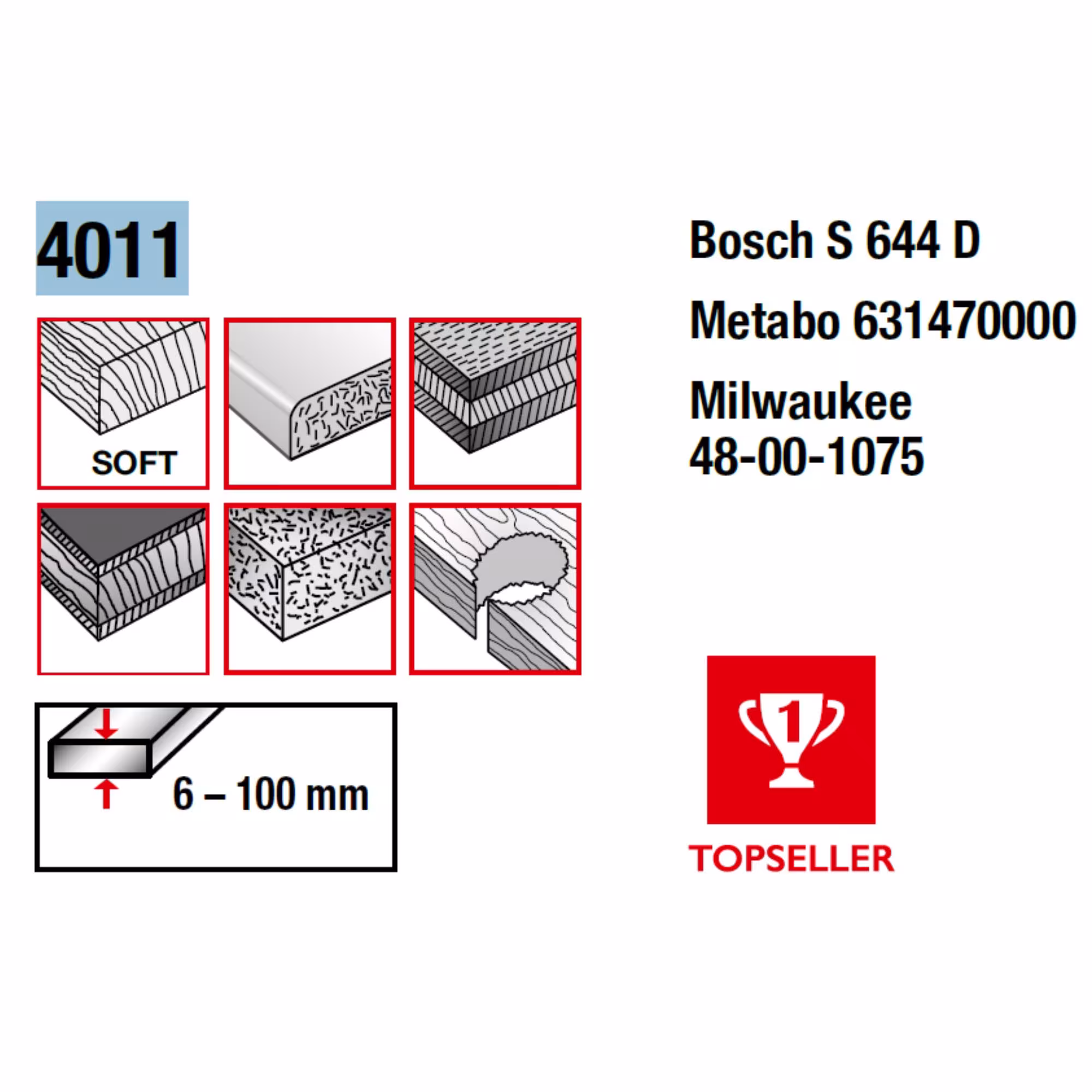 Lame de scie alternative MPS CV fraisée et réglée pour le traitement du bois, des panneaux de fibres de bois et du plastique. Exécution : Lame de scie alternative CV fraisée et réglée GL 150/VL 130 mm, ZT 4,2 mm avec le GTIN 4028655040116. Lame de scie sabre CV fraisée et réglée GL 150/VL 130 mm, ZT 4,2 mm de MPS avec le numéro d'article 1300000. 4011-5