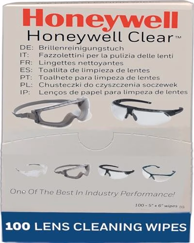 Salviette detergenti per occhiali Honeywell Clear® Plus 130x60mm, confezione da 100 pezzi, categoria occhiali di sicurezza, codice articolo 4000370147