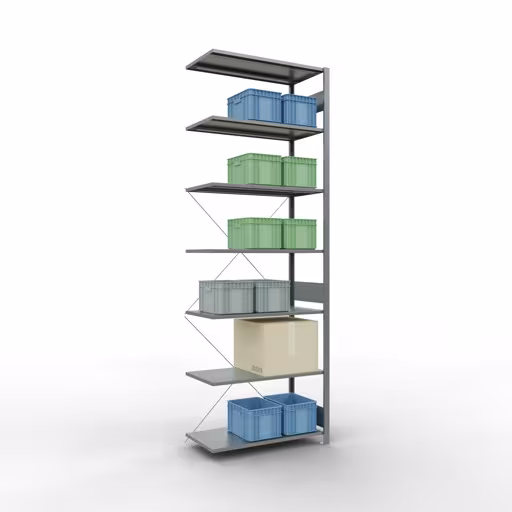 Image du produit n° 14 de l'article Rayonnage complémentaire, rayonnage à étagères, système enfichable MULTIplus150, 3000 x 1000 x 500 mm (HxLxP), 7 étagères, traverse, galvanisé Figure n° 14 de l'article étagère complémentaire, étagère à étagères, système enfichable MULTIplus150, 3000 x 1000 x 500 mm, 7 étagères, galvanisé du groupe de produits système enfichable de la marque Schulte Lagertechnik