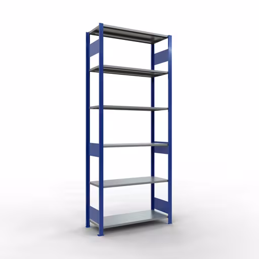Étagère de base, étagère, système enfichable MULTIplus150, 2500 x 1000 x 400 mm, 6 étagères, RAL 5010 bleu gentiane/galvanisé de Schulte Lagertechnik avec le numéro d'article. 12741-LR-B