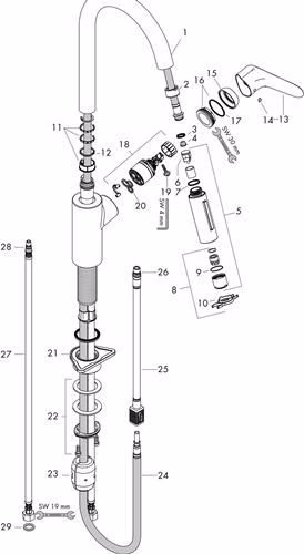 Hansgrohe Miscelatore monocomando per cucina 240 FOCUS DN 15, con doccetta estraibile cromo