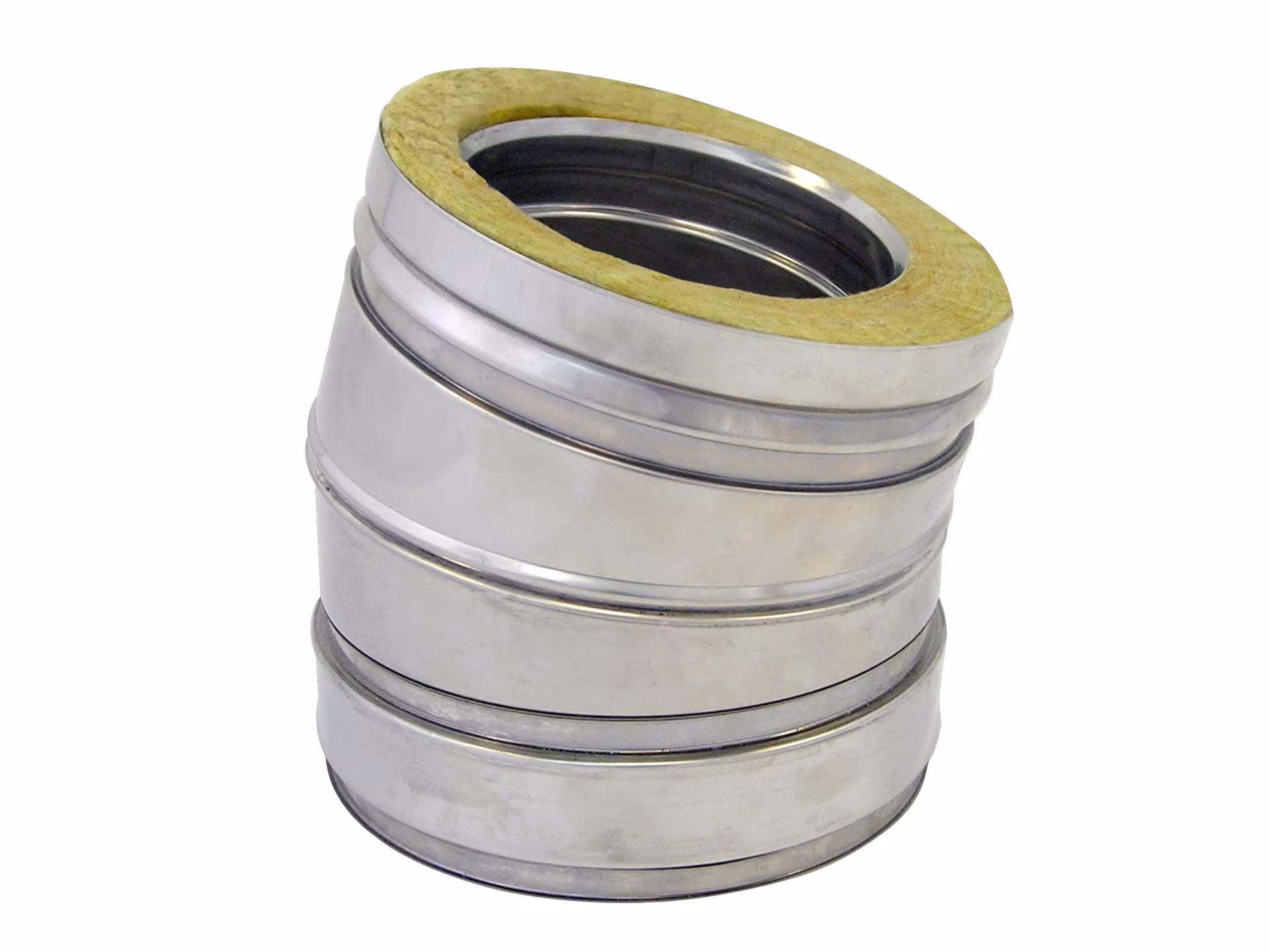 Coude DW à double paroi 15° D450 avec bande de serrage de la catégorie des systèmes d'échappement à double paroi en acier inoxydable avec réf. 671584