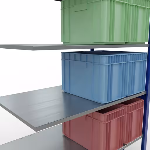 Scaffali componibili, scaffali, sistema a innesto MULTIplus150, 2500 x 1300 x 800 mm (AxLxP), 6 ripiani, barre longitudinali, RAL 5010 blu genziana/zincato della marca Schulte Lagertechnik della gamma sistemi a innesto