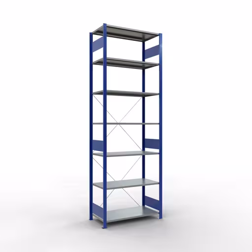 Figure n° 16 de l'article étagère de base, système d'étagères enfichables MULTIplus85, 3000 x 1000 x 500 mm, 7 étagères, traverse, RAL 5010 bleu gentiane du groupe de produits système enfichable de la marque Schulte Lagertechnik