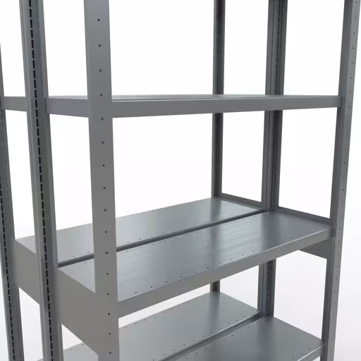 Une autre vue de l'article étagère de base, étagère double, étagère système enfichable MULTIplus250, 2500 x 1000 x (2x300) mm, 2x6 étagères, galvanisée de la catégorie étagères