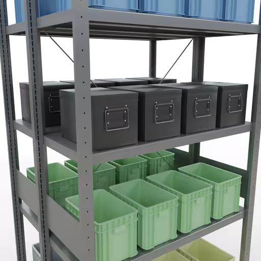 Image supplémentaire de l'article Étagère de base, étagère double, étagère système enfichable MULTIplus250, 3000 x 1000 x (2x400) mm, 2x7 étagères, traverse, galvanisée Image supplémentaire de l'article Étagère de base, étagère double, système d'étagères enfichable MULTIplus250, 3000 x 1000 x (2x400) mm, 2x7 étagères, traverse, galvanisé à partir d'étagères doubles