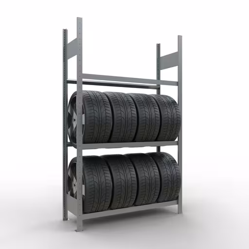 Un'altra vista dell'articolo Scaffale Basic, scaffale per ruote/pneumatici, 2000 x 1200 x 400 mm (AxLxP), zincato, 3 livelli di stoccaggio con carico dello scomparto di 150 kg per livello dalla categoria Scaffali
