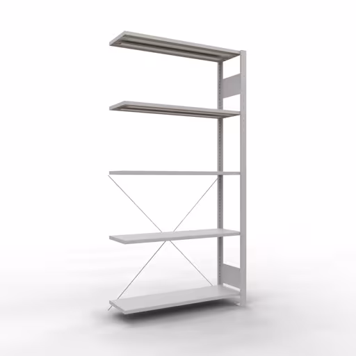 Scaffali aggiuntivi, scaffali, sistema a innesto MULTIplus85, 2000 x 1000 x 300 mm (AxLxP), 5 ripiani, traversa, RAL 7035 grigio chiaro di Schulte Lagertechnik Scaffale aggiuntivo, scaffale, sistema a innesto MULTIplus85, 2000 x 1000 x 300 mm (AxLxP), 5 ripiani, traversa, RAL 7035 grigio chiaro, ripiano aggiuntivo, articolo n. 33035