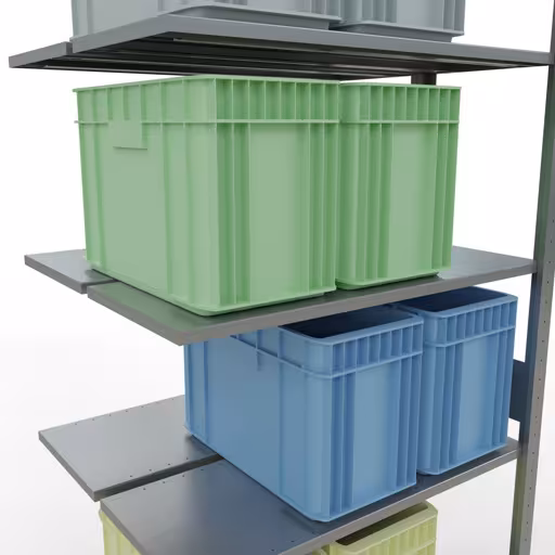 Image du produit n° 14 de l'article Étagère supplémentaire, étagère double, système d'étagères MULTIplus150, 3000 x 1000 x (2x400) mm (HxLxP), 2x7 étagères, barres de longueur, galvanisé Figure n° 14 de l'article étagère complémentaire, étagère double, système d'étagères enfichables MULTIplus150, 3000 x 1000 x (2x400) mm, 2x7 étagères, galvanisées du groupe de produits étagères de la marque Schulte Lagertechnik