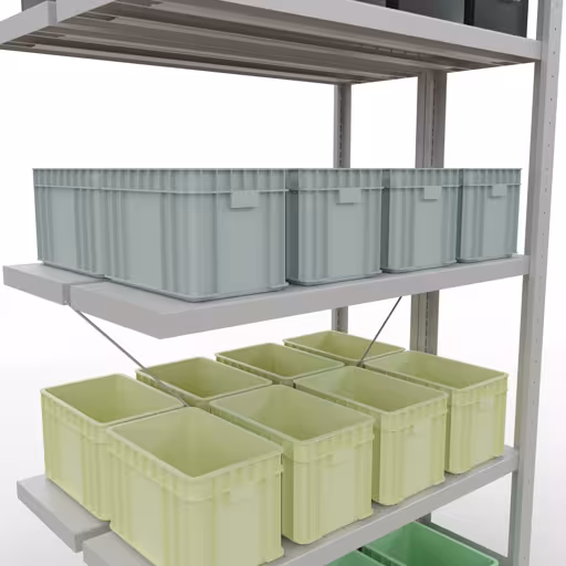 Rayonnage supplémentaire, rayonnage double, système d'étagères MULTIplus250, 2000 x 1000 x (2x300) mm, 2x5 tablettes, traverse, RAL 7035 gris clair avec le GTIN 4004514292032 , étagère double, système d'étagères MULTIplus250, 2000 x 1000 x (2x300) mm, 2x5 étagères, gris clair RAL 7035 de Schulte Lagertechnik avec la référence réf. 32135-A