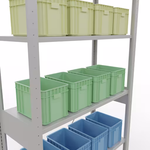 Image du produit n° 13 de l'article étagère de base, étagère, système enfichable MULTIplus150, 2500 x 1000 x 400 mm, 6 étagères, traverse, RAL 7035 gris clair Figure n° 13 de l'article étagère de base, système d'étagères enfichables MULTIplus150, 2500 x 1000 x 400 mm, 6 étagères, gris clair RAL 7035 du groupe de produits système enfichable de Schulte Lagertechnik