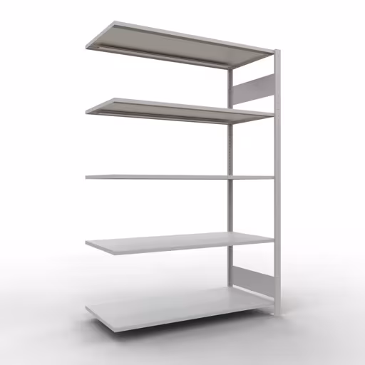 Scaffali aggiuntivi, scaffali, sistema a innesto MULTIplus150, 2000 x 1300 x 600 mm (AxLxP), 5 ripiani, barre longitudinali, RAL 7035 grigio chiaro di Schulte Lagertechnik Scaffale aggiuntivo, scaffale, sistema a innesto MULTIplus150, 2000 x 1300 x 600 mm (AxLxP), 5 ripiani, barra longitudinale, RAL 7035 grigio chiaro, ripiano aggiuntivo, articolo n. 32665-130-LR