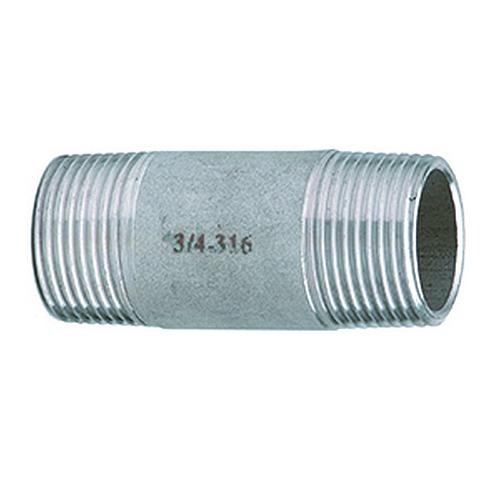 Tubo Atusa in acciaio inox doppio nipplo. N. 530, raccordi filettati in acciaio inossidabile