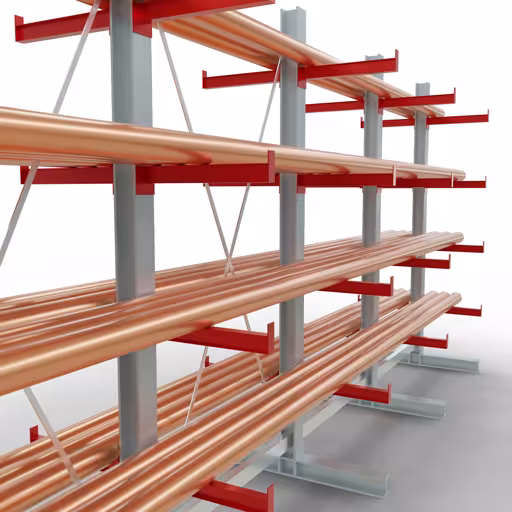 Figure n° 12 de l'article Rayonnage complet K 3000, double face, 2500 x 5200 x 500 mm, RAL 7001 / RAL 3000, 5 niveaux de stockage du groupe de produits rayonnages cantilever de Schulte Lagertechnik