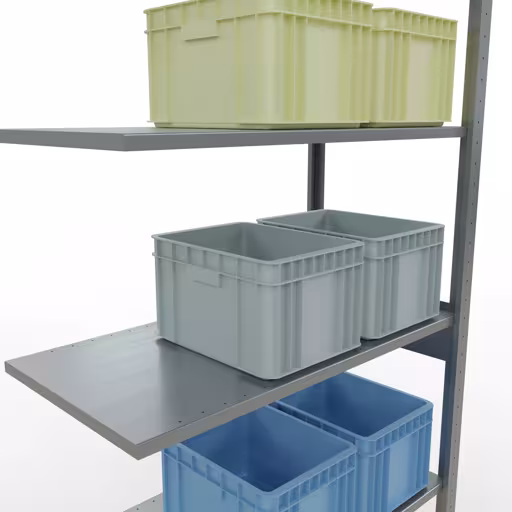 Scaffali aggiuntivi, scaffali, sistema a innesto MULTIplus85, 2500 x 1000 x 500 mm (AxLxP), 6 ripiani, barre longitudinali, zincato di Schulte Lagertechnik della categoria Sistemi a innesto