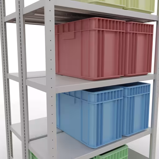 Image supplémentaire de l'article Étagère de base, étagère double, système d'étagères enfichable MULTIplus250, 2000 x 1000 x (2x400) mm, 2x5 étagères, RAL 7035 gris clair à partir d'étagères doubles