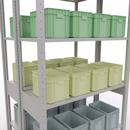 Figura n. 9 dell'articolo scaffale base, scaffale doppio, sistema a innesto per scaffali MULTIplus150, 2500 x 1000 x (2x400) mm (AxLxP), 2x6 ripiani, traversa, RAL 7035 grigio chiaro del gruppo di prodotti scaffali della marca Schulte Lagertechnik