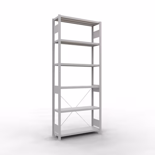 Étagère de base, étagère, système enfichable MULTIplus250, 2500 x 1000 x 300 mm, 6 étagères, gris clair RAL 7035 de Schulte Lagertechnik avec le réf. 32831