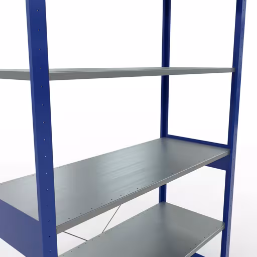 Scaffale base, scaffale, sistema a innesto MULTIplus150, 2500 x 1300 x 500 mm (AxLxP), 6 ripiani, traversa, RAL 5010 blu genziana/zincato di Schulte Lagertechnik della categoria Sistema a innesto