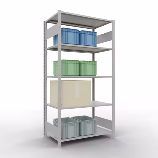 Étagère de base, étagère, système enfichable MULTIplus150, 2000 x 1000 x 600 mm, 5 étagères, RAL 7035 gris clair de Schulte Lagertechnik de la catégorie système enfichable