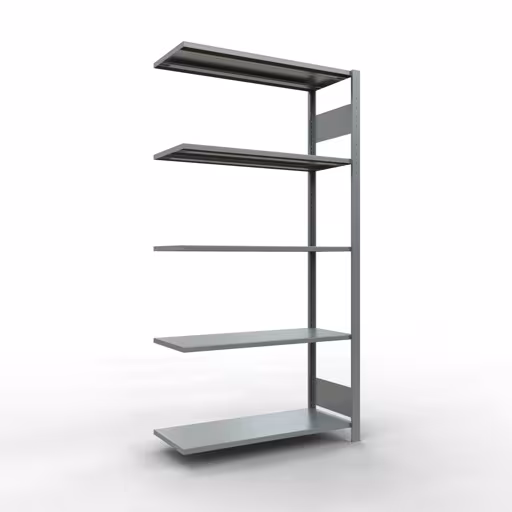 Scaffale aggiuntivo, scaffale, sistema a innesto MULTIplus150, 2000 x 1000 x 400 mm (AxLxP), 5 ripiani, barra longitudinale, zincato, ripiano aggiuntivo, articolo n. 12745-LR