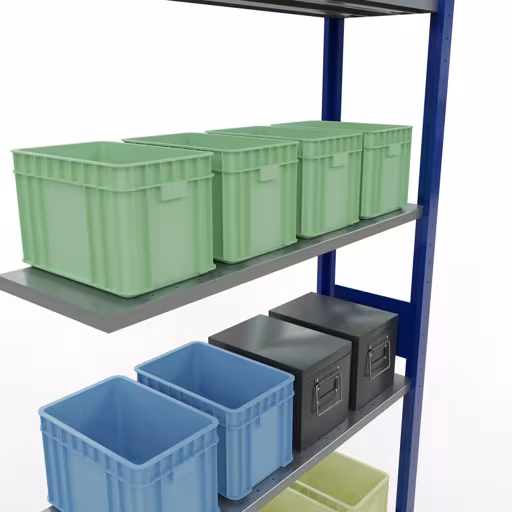 , Étagère MULTIplus150 système enfichable, 3000 x 1000 x 300 mm, 7 étagères, RAL 5010 bleu gentiane/galvanisé de Schulte Lagertechnik avec le numéro d'article. 12737-LR-B