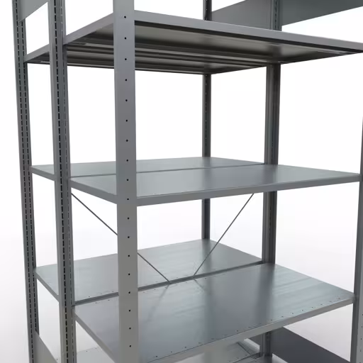 Étagère de base, étagère double, système d'étagères MULTIplus150, 2000 x 1000 x (2x500) mm, 2x5 étagères, traverse, galvanisé de Schulte Lagertechnik de la catégorie étagères
