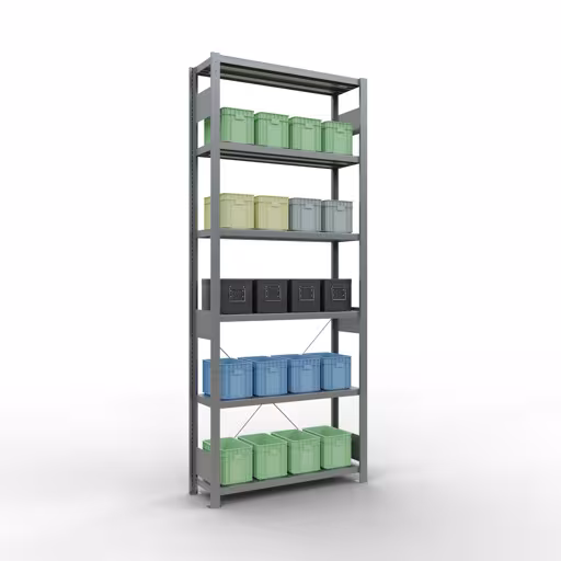 Figure n° 11 de l'article étagère de base, étagère, système enfichable MULTIplus330, 2500 x 1000 x 300 mm, 6 étagères, galvanisées du groupe de produits système enfichable de Schulte Lagertechnik