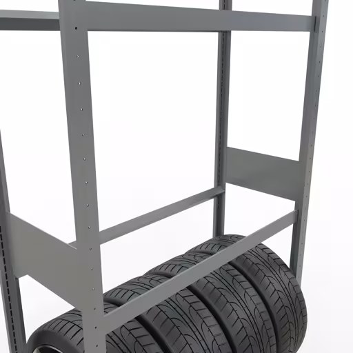 Image du produit n° 11 de l'article Etagère de base, étagère pour roues/pneus, 3500 x 1000 x 400 mm, galvanisée, 5 niveaux de rangement avec charge de compartiment de 150 kg par niveau Figure n° 11 de l'article Rayonnage de base, rayonnage pour roues/pneus, 3500 x 1000 x 400 mm, galvanisé, 5 niveaux de stockage avec une charge de compartiment de 150 kg par niveau du groupe de produits des rayonnages à étagères de Schulte Lagertechnik