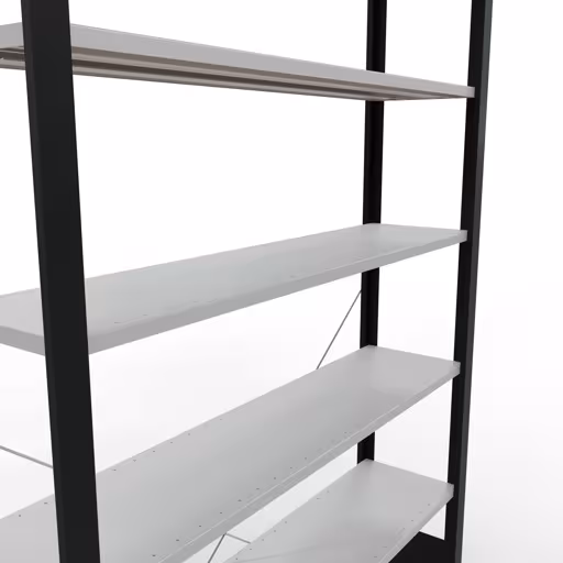 Produktbild Nr 10 des Artikels Grundregal, Büro-Fachbodenregal Stecksystem MULTIplus85, 2300 x 1300 x 300 mm (HxBxT), 7 Fachböden, Kreuzstrebe, ohne Anschlagleiste, schwarz/lichtgrau Abbildung Nr 10 des Artikels Grundregal, Büro-Fachbodenregal Stecksystem MULTIplus85, 2300 x 1300 x 300 mm (HxBxT), 7 Fachböden, Kreuzstrebe, ohne Anschlagleiste, schwarz/lichtgrau aus der Produktgruppe Büroregale von der Marke Schulte Lagertechnik