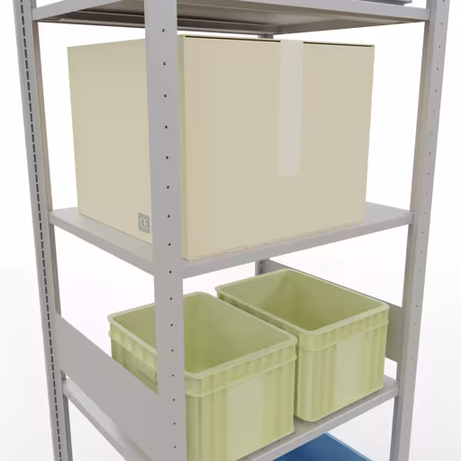 Zusatzbild des Artikels Grundregal, Fachbodenregal Stecksystem MULTIplus150, 3000 x 750 x 600 mm (HxBxT), 7 Fachböden, Längenriegel, RAL 7035 lichtgrau Zusatzbild des Artikels Grundregal, Fachbodenregal Stecksystem MULTIplus150, 3000 x 750 x 600 mm (HxBxT), 7 Fachböden, Längenriegel, RAL 7035 lichtgrau aus Grundregal