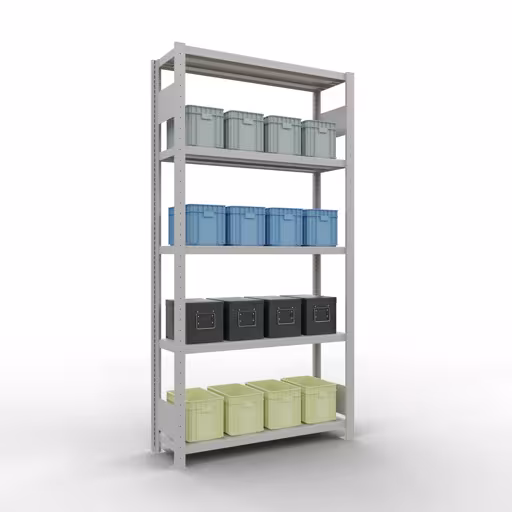 Figura n. 10 dell'articolo scaffale base, sistema a innesto per scaffale MULTIplus330, 2000 x 1000 x 300 mm (AxLxP), 5 ripiani, barre longitudinali, RAL 7035 grigio chiaro del gruppo di prodotti sistema a innesto della marca Schulte Lagertechnik
