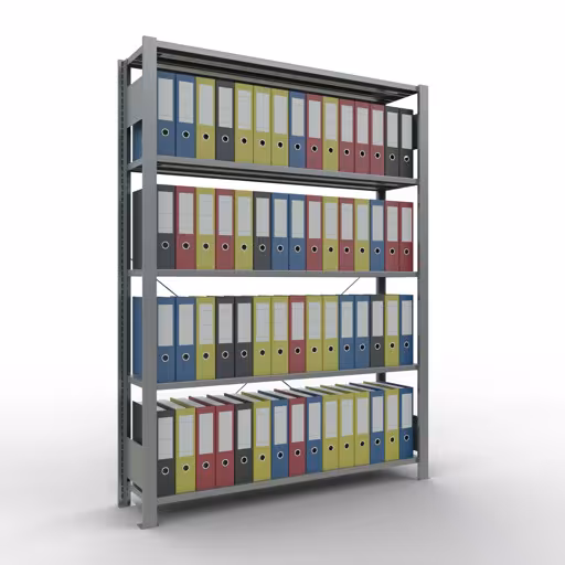 Figura n. 13 dell'articolo Scaffale base, scaffale per ufficio sistema a innesto MULTIplus85, 1800 x 1300 x 300 mm (AxLxP), 5 ripiani, traversa, zincato, senza barra di arresto del gruppo di prodotti Scaffali per ufficio della marca Schulte Lagertechnik