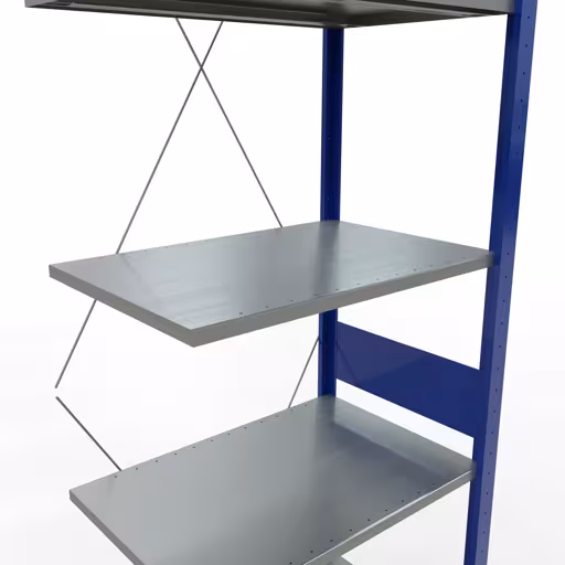Image du produit n° 7 de l'article, système d'étagères enfichables MULTIplus150, 3000 x 750 x 500 mm, 7 étagères, RAL 5010 bleu gentiane/galvanisé/galvanisé de la gamme de produits du système enfichable de Schulte Lagertechnik