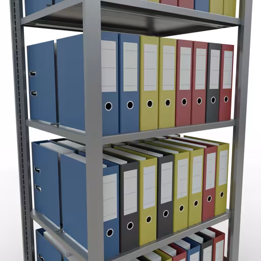Étagère de base, étagère de bureau, système enfichable MULTIplus150, 1800 x 750 x 600 mm, 5 étagères, galvanisées, avec butée centrale de Schulte Lagertechnik de la catégorie étagères de bureau