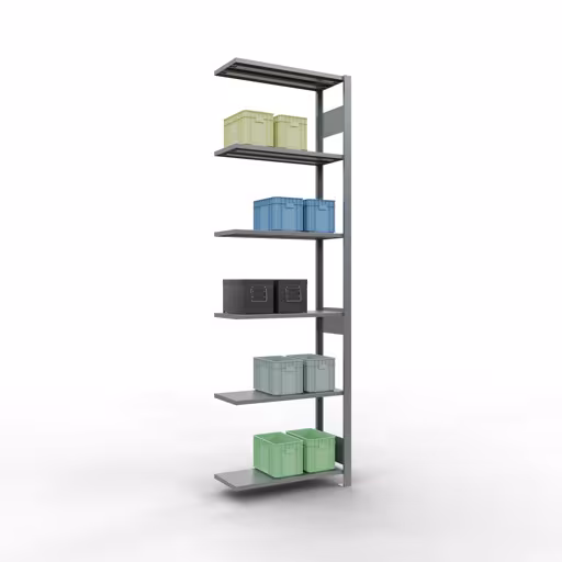 Scaffali aggiuntivi, scaffali, sistema a innesto MULTIplus150, 2500 x 750 x 300 mm (AxLxP), 6 ripiani, barre longitudinali, zincato della marca Schulte Lagertechnik dalla gamma di prodotti dei sistemi a innesto