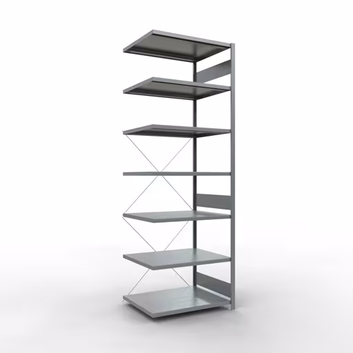 Scaffale aggiuntivo, scaffale, sistema a innesto MULTIplus250, 3000 x 1000 x 800 mm (AxLxP), 7 ripiani, traversa, zincato, ripiano aggiuntivo, articolo n. 12987