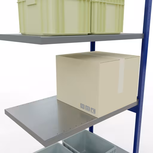 Figure n° 12 de l'article système d'étagères enfichables MULTIplus250, 3000 x 1000 x 600 mm, 7 étagères, RAL 5010 bleu gentiane/galvanisé du groupe de produits système enfichable de Schulte Lagertechnik