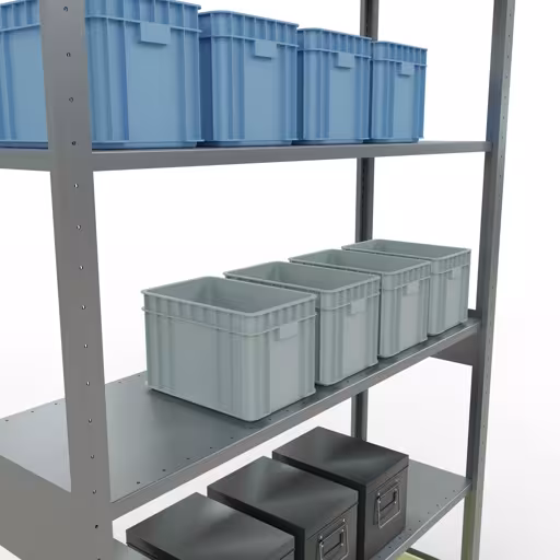 Étagère de base, étagère, système enfichable MULTIplus150, 2500 x 1300 x 400 mm, 6 étagères, barres de longueur, galvanisées de la catégorie d'étagères de base avec le GTIN 4058255012428 Étagère de base, étagère, système enfichable MULTIplus150, 2500 x 1300 x 400 mm, 6 étagères, galvanisée de Schulte Lagertechnik de la gamme de produits du système enfichable