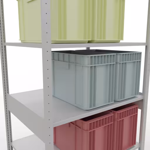 Figura n. 13 dell'articolo scaffale base, scaffale, sistema a innesto MULTIplus150, 2500 x 1000 x 800 mm (AxLxP), 6 ripiani, traversa, RAL 7035 grigio chiaro del gruppo di prodotti sistema a innesto della marca Schulte Lagertechnik