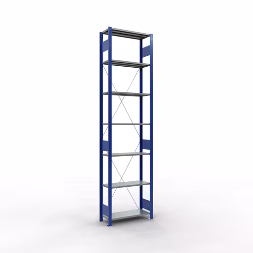 Étagère de base, étagère, système enfichable MULTIplus150, 3000 x 750 x 300 mm, 7 étagères, RAL 5010 bleu gentiane/galvanisé/galvanisé de Schulte Lagertechnik de la gamme de produits du système enfichable