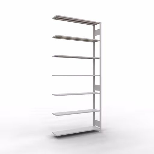 Rayonnage supplémentaire, rayonnage à étagères, système enfichable MULTIplus150, 3000 x 1300 x 300 mm (HxLxP), 7 tablettes, barre de longueur, RAL 7035 gris clair, étagère supplémentaire, réf. 32637-130-LR